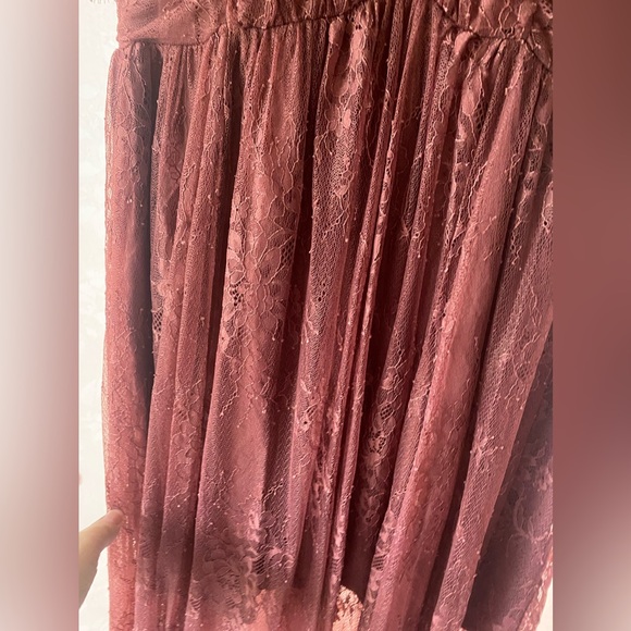 Free People beautiful pink lace corset maxi romantic peasant princess gown dress - Picture 13 of 14